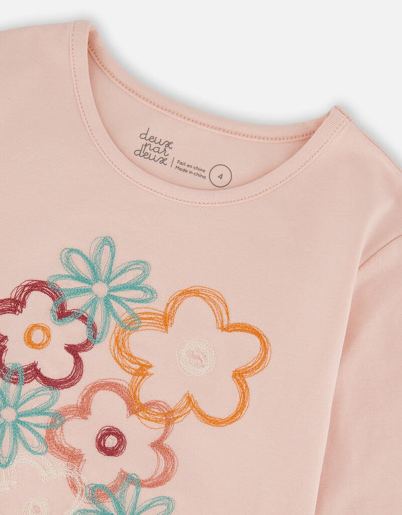 Deux par Deux L/S T-Shirt Light Pink w/Big Flowers