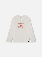 Deux par Deux SALE. L/S T-Shirt Off-White w/Hot Chocolate