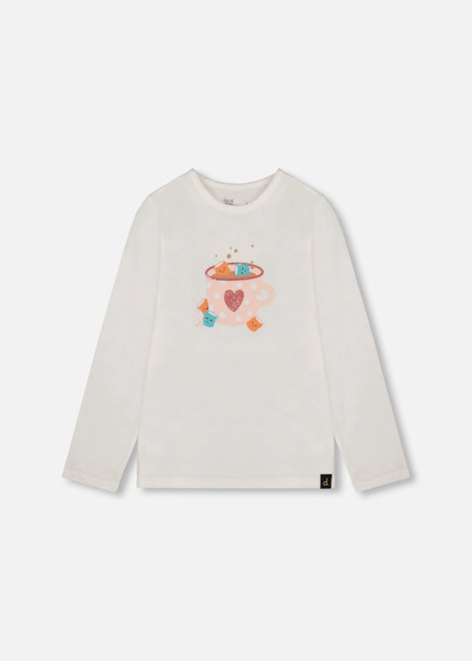 Deux par Deux L/S T-Shirt Off-White w/Hot Chocolate