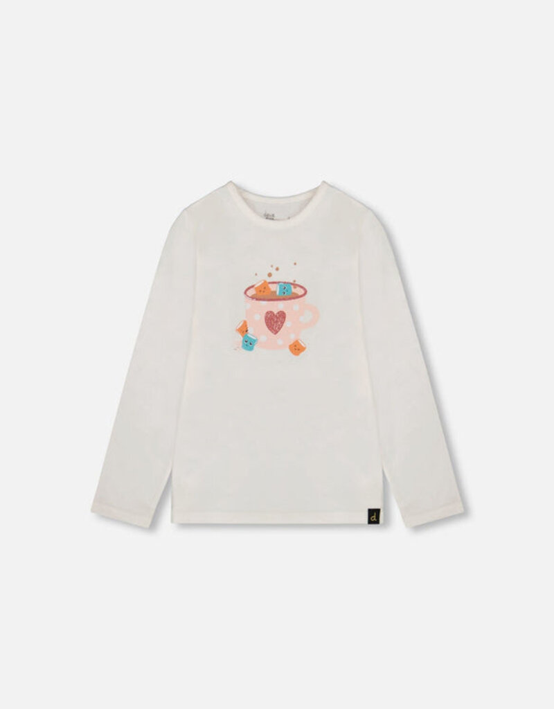 Deux par Deux L/S T-Shirt Off-White w/Hot Chocolate