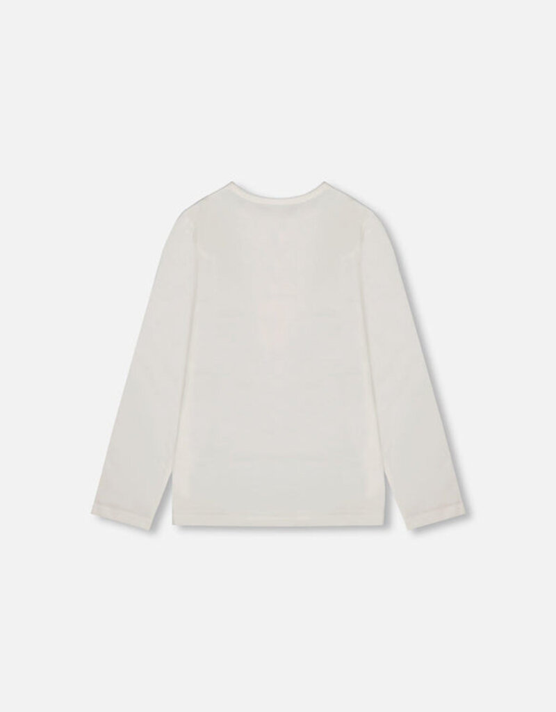 Deux par Deux L/S T-Shirt Off-White w/Hot Chocolate