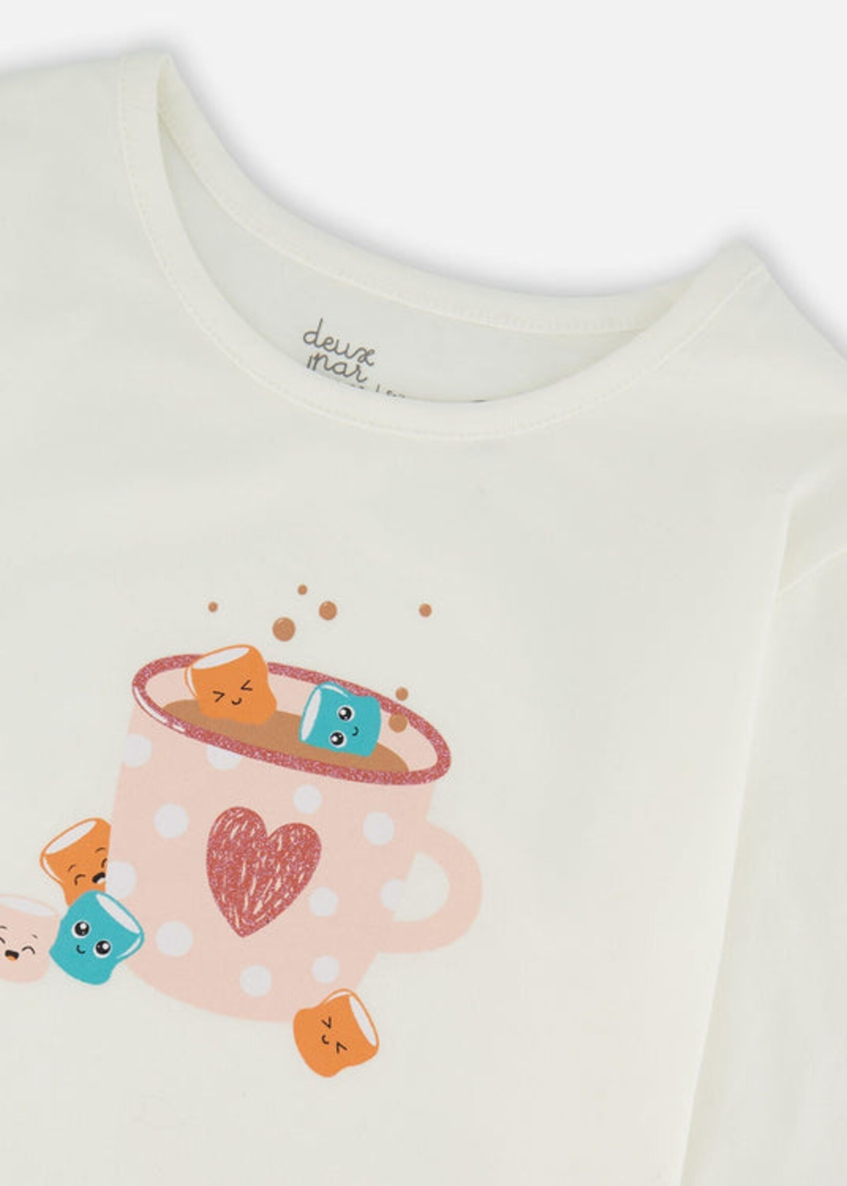 Deux par Deux L/S T-Shirt Off-White w/Hot Chocolate