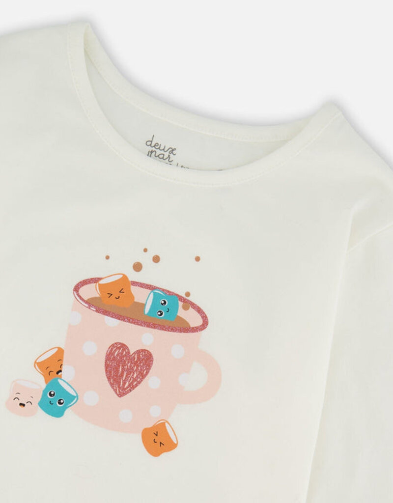 Deux par Deux L/S T-Shirt Off-White w/Hot Chocolate