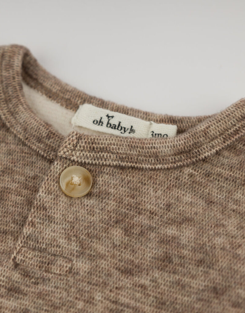 oh baby! Honeycomb 1-button Romper Kangaroo Pkt Chocolate