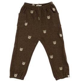 oh baby! BEAR FACES EMBR SIDE POCKET PANT CHOCOLATE