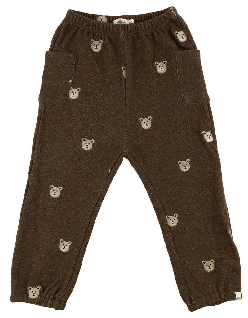 oh baby! BEAR FACES EMBR SIDE POCKET PANT CHOCOLATE