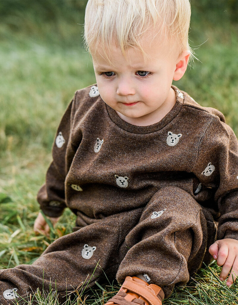 oh baby! BEAR FACES EMBR SIDE POCKET PANT CHOCOLATE