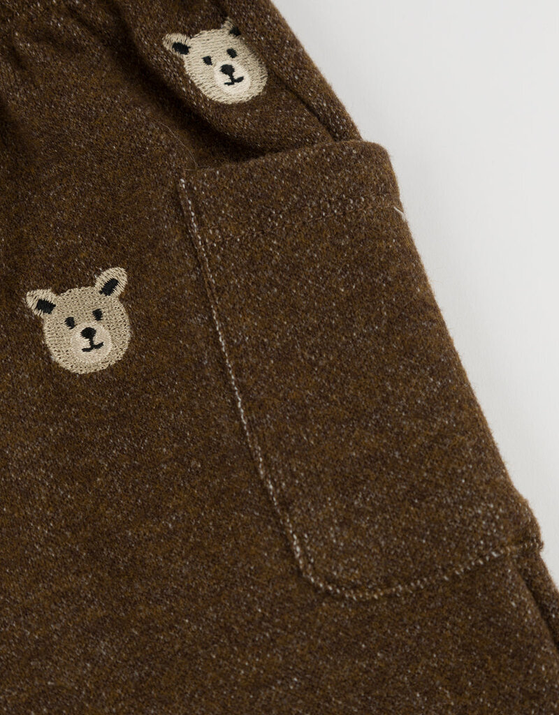 oh baby! BEAR FACES EMBR SIDE POCKET PANT CHOCOLATE