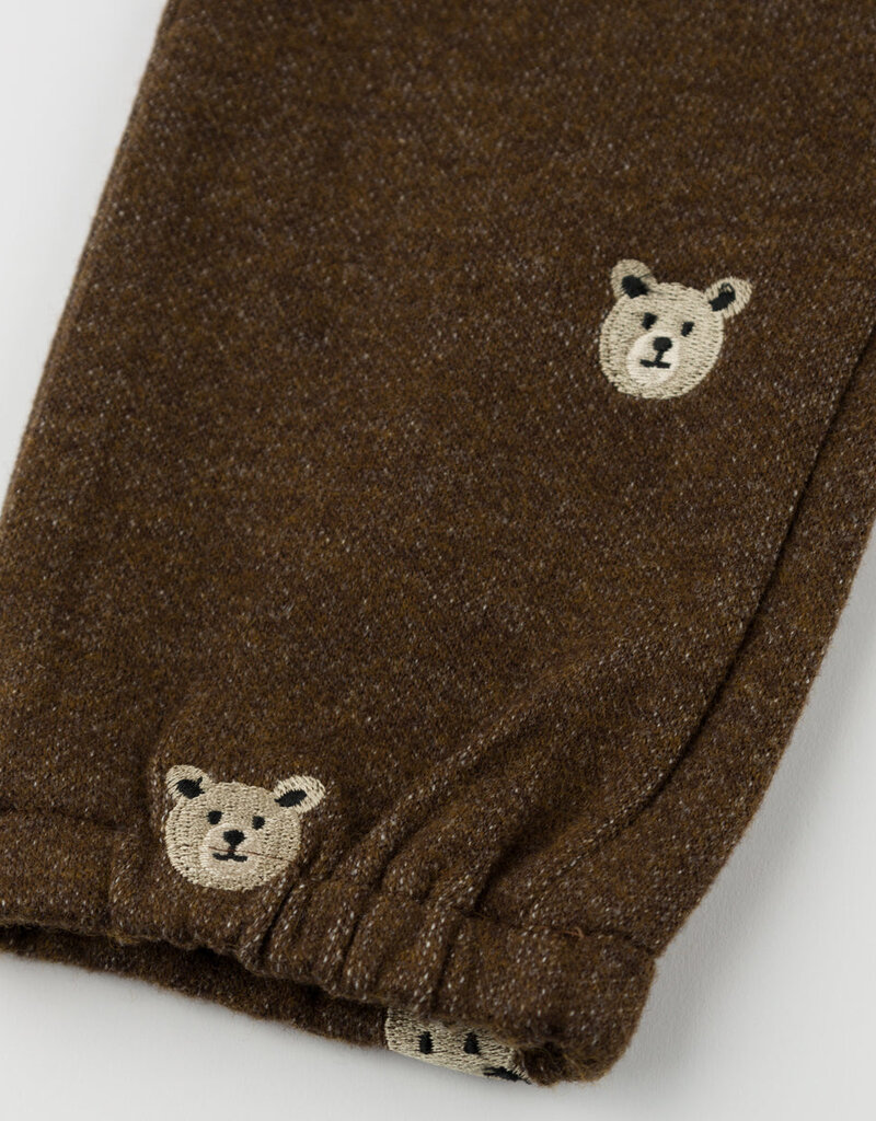 oh baby! BEAR FACES EMBR SIDE POCKET PANT CHOCOLATE