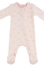 oh baby! MINI BOWS ZIPPER FOOTIE PALE PINK