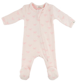 oh baby! MINI BOWS ZIPPER FOOTIE PALE PINK