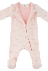 oh baby! MINI BOWS ZIPPER FOOTIE PALE PINK