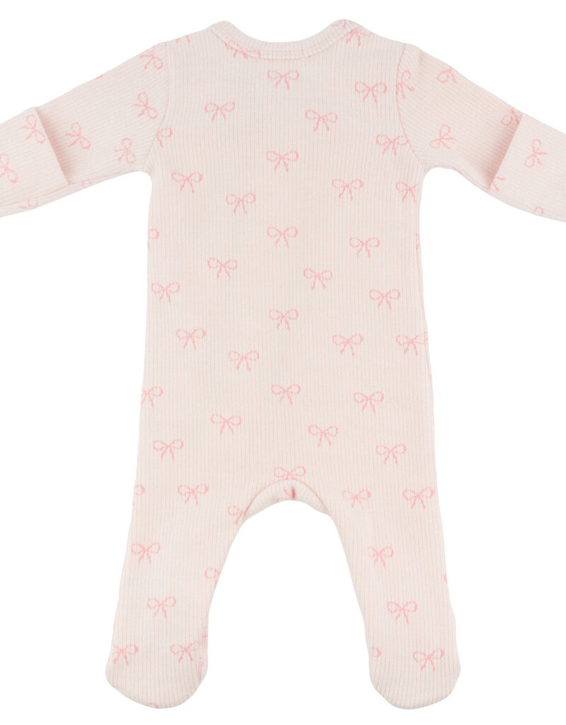 oh baby! MINI BOWS ZIPPER FOOTIE PALE PINK