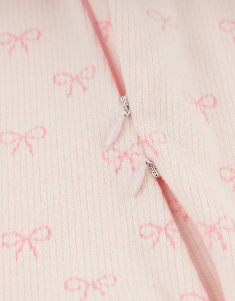 oh baby! MINI BOWS ZIPPER FOOTIE PALE PINK
