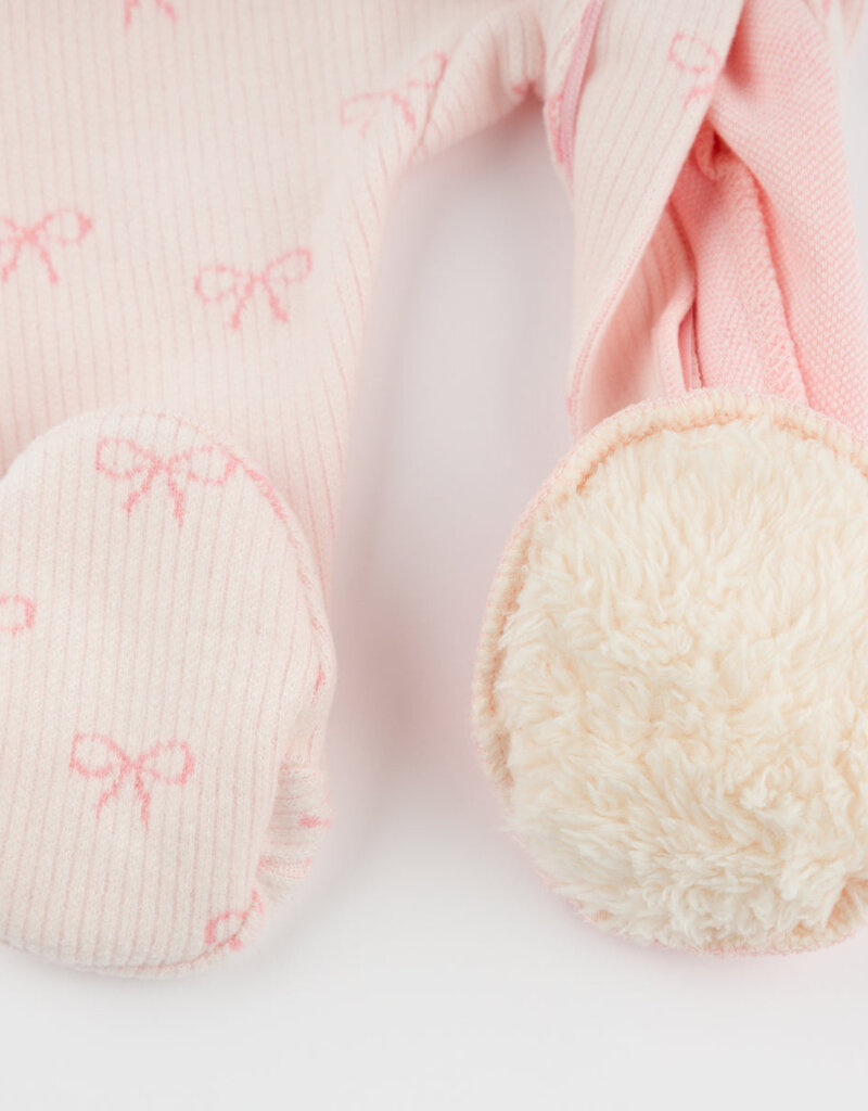 oh baby! MINI BOWS ZIPPER FOOTIE PALE PINK