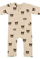 oh baby! BEAR FACES L/S BUTTON ROMPER W/KANGAROO PKT