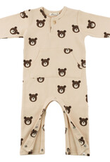 oh baby! BEAR FACES L/S BUTTON ROMPER W/KANGAROO PKT