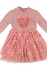 oh baby! TRIPLE RUFFLE HEART RIB L/S TUTU DRESS BLUSH