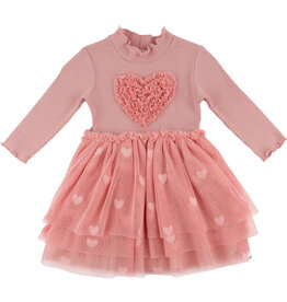 oh baby! SALE TRIPLE RUFFLE HEART RIB L/S TUTU DRESS BLUSH