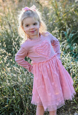 oh baby! TRIPLE RUFFLE HEART RIB L/S TUTU DRESS BLUSH