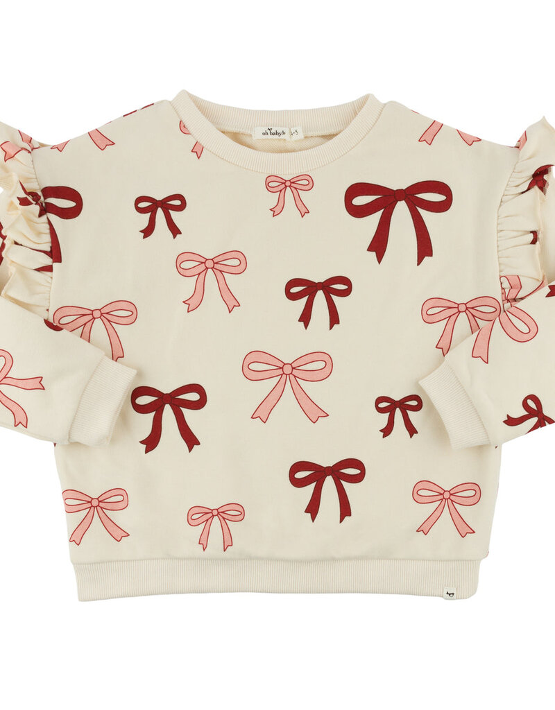 oh baby! MULTI BRIGHT BOWS RUFFLE SLOUCH SWEATSHIRT
