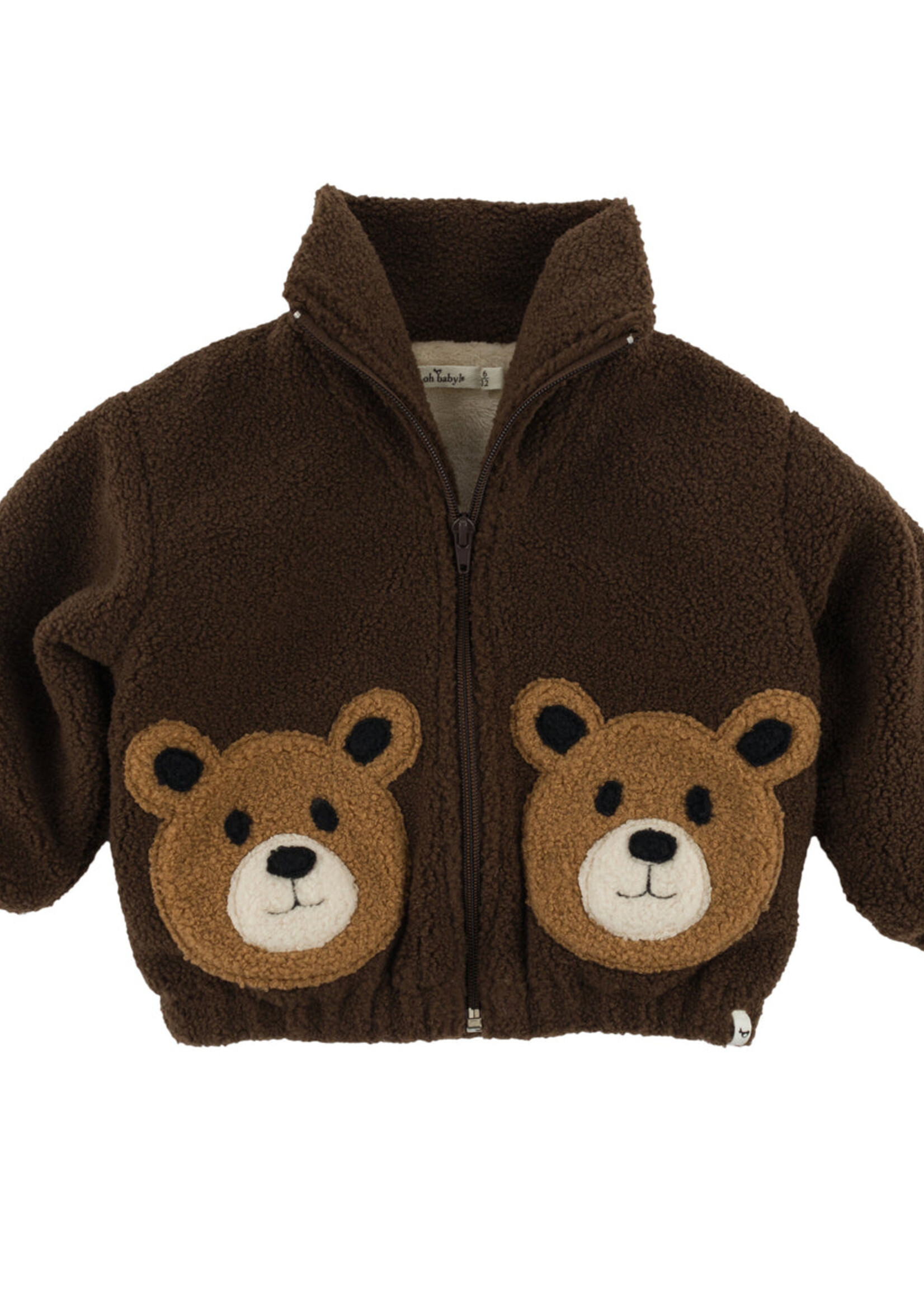oh baby! BEAR FACES SHERPA TAHOE JACKET CHESTNUT