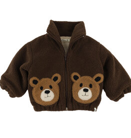 oh baby! BEAR FACES SHERPA TAHOE JACKET CHESTNUT