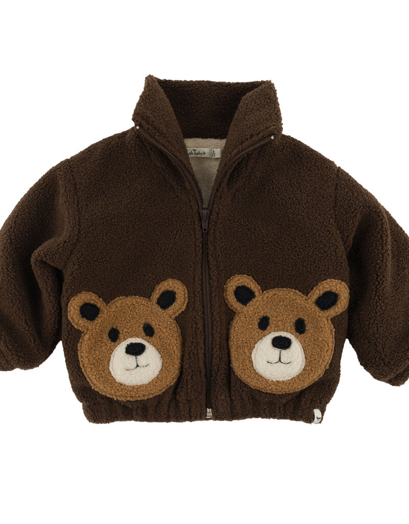 oh baby! BEAR FACES SHERPA TAHOE JACKET CHESTNUT