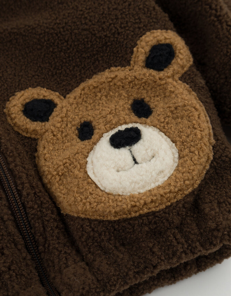 oh baby! BEAR FACES SHERPA TAHOE JACKET CHESTNUT