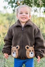 oh baby! BEAR FACES SHERPA TAHOE JACKET CHESTNUT