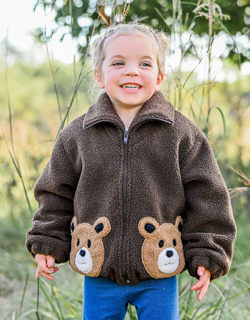 oh baby! BEAR FACES SHERPA TAHOE JACKET CHESTNUT