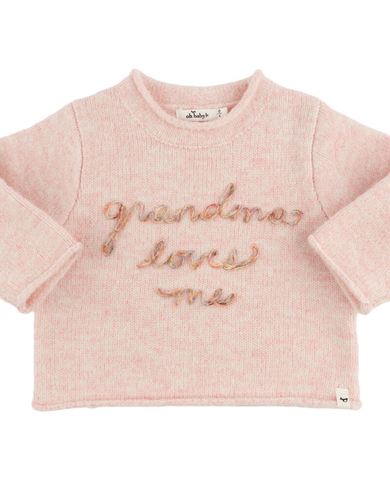 oh baby! GRANDMA LOVES ME ROLL-EDGE PULLOVER PINK