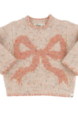 oh baby! BIG BOW SPECKLED ROLL-EDGE PULLOVER PALE PINK