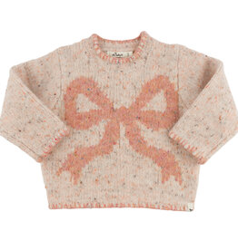 oh baby! SALE BIG BOW SPECKLED ROLL-EDGE PULLOVER PALE PINK