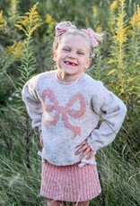 oh baby! BIG BOW SPECKLED ROLL-EDGE PULLOVER PALE PINK