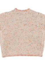 oh baby! BIG BOW SPECKLED ROLL-EDGE PULLOVER PALE PINK