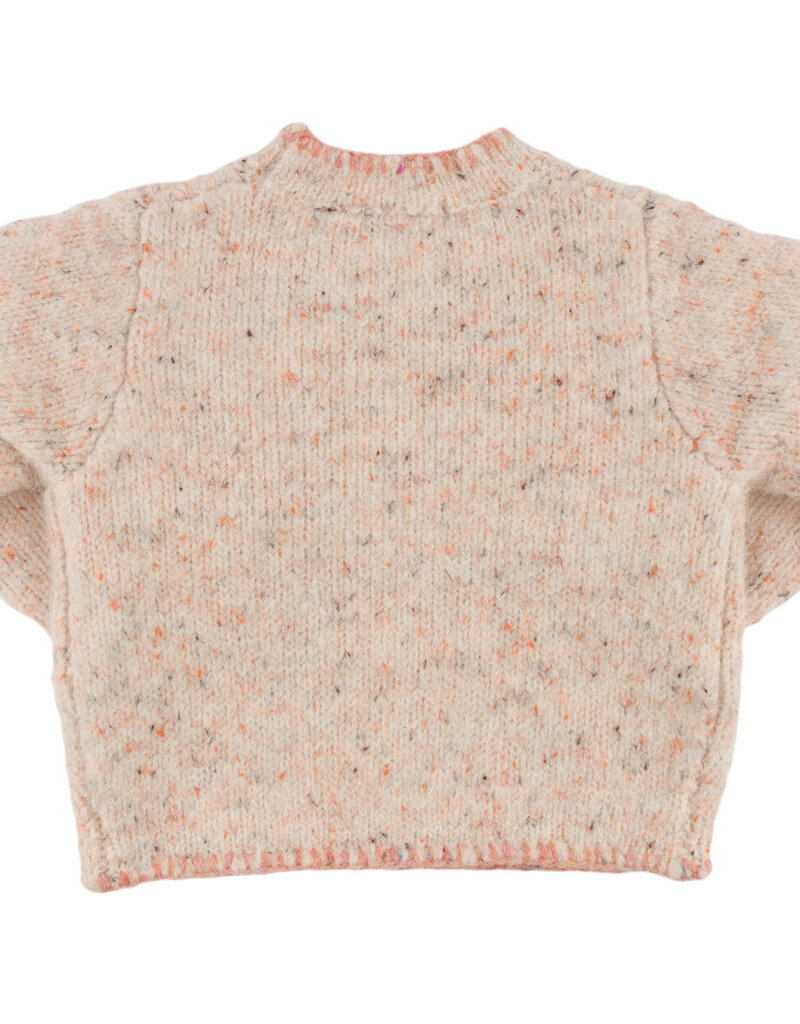 oh baby! BIG BOW SPECKLED ROLL-EDGE PULLOVER PALE PINK