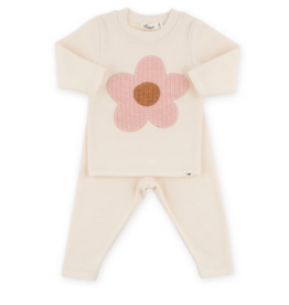 oh baby! ROUNDED DAISY BABY RIB 2PC SET NATURAL