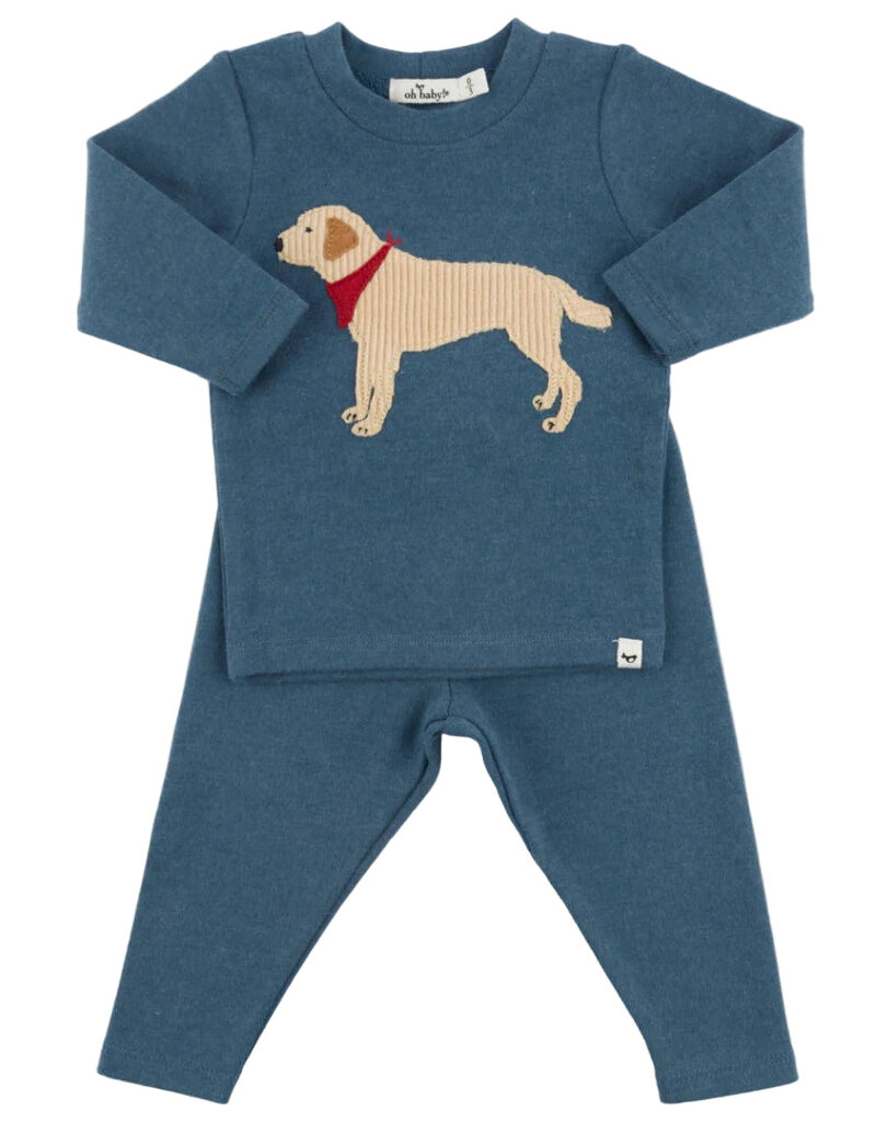 oh baby! LAB BANDANA BABY RIB 2PC SET OCEAN