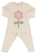 oh baby! QUILTED DAISY BABY RIB 2PC SET NATURAL