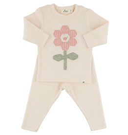 oh baby! QUILTED DAISY BABY RIB 2PC SET NATURAL