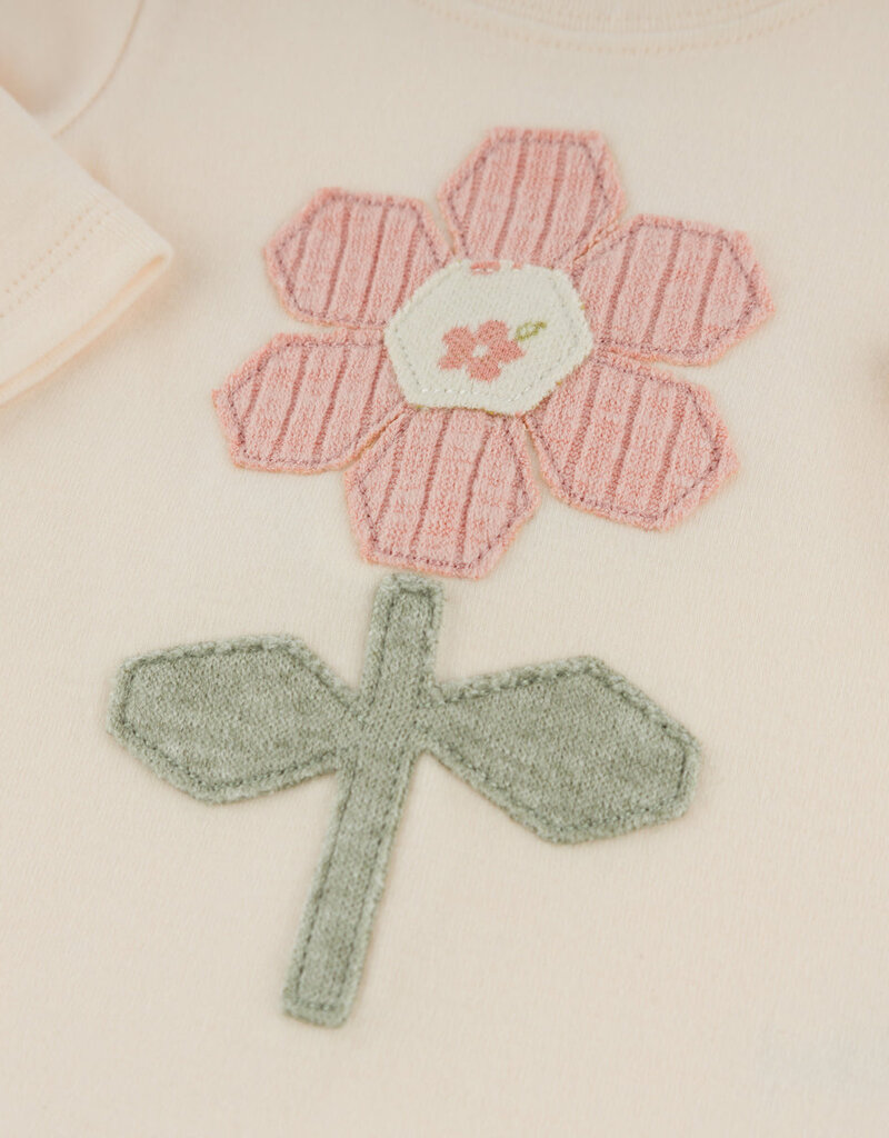 oh baby! QUILTED DAISY BABY RIB 2PC SET NATURAL