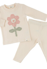 oh baby! QUILTED DAISY BABY RIB 2PC SET NATURAL