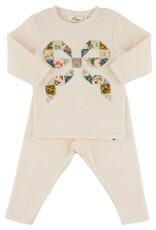 oh baby! FLORAL QUILT BOW BABY RIB 2PC SET NATURAL