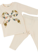 oh baby! FLORAL QUILT BOW BABY RIB 2PC SET NATURAL