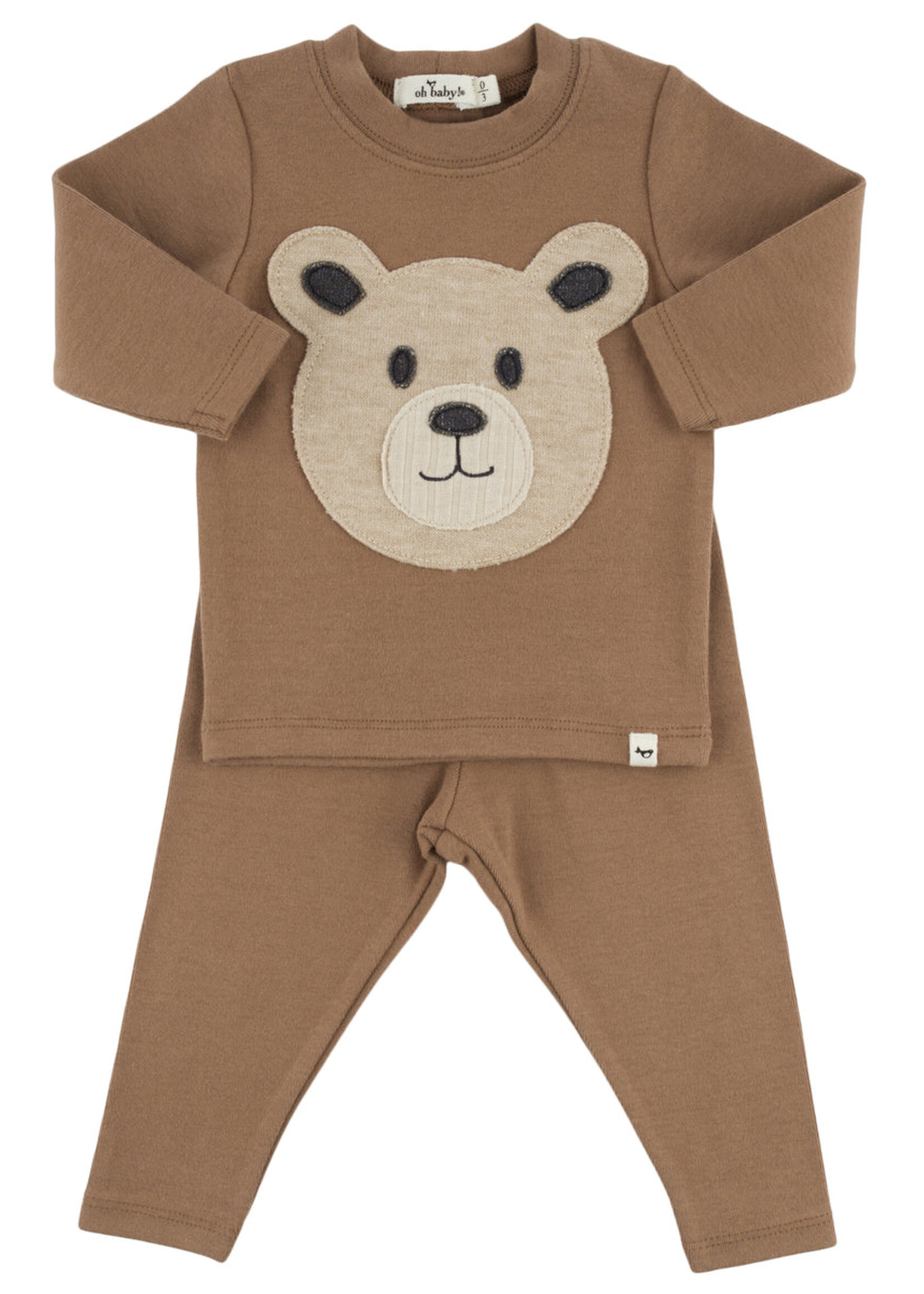 oh baby! PUPPY BABY RIB 2PC SET CHOCOLATE