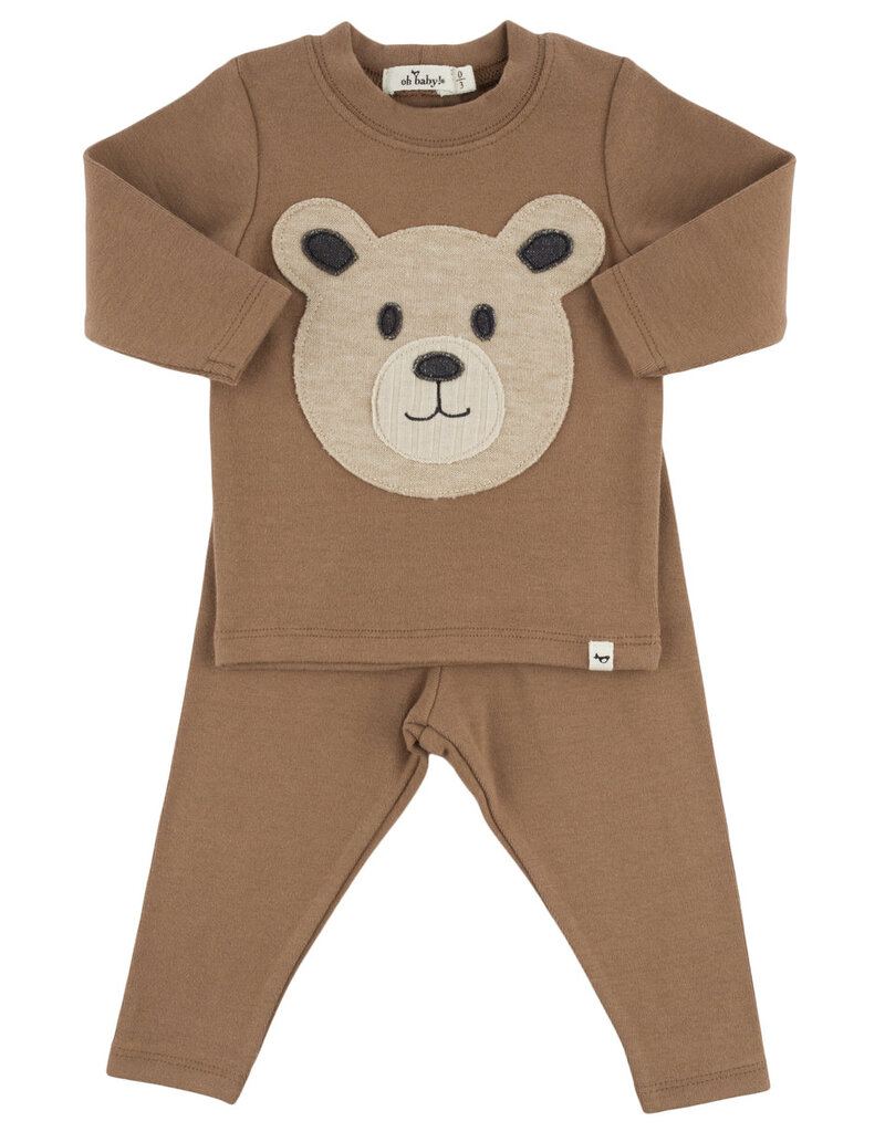 oh baby! PUPPY BABY RIB 2PC SET CHOCOLATE