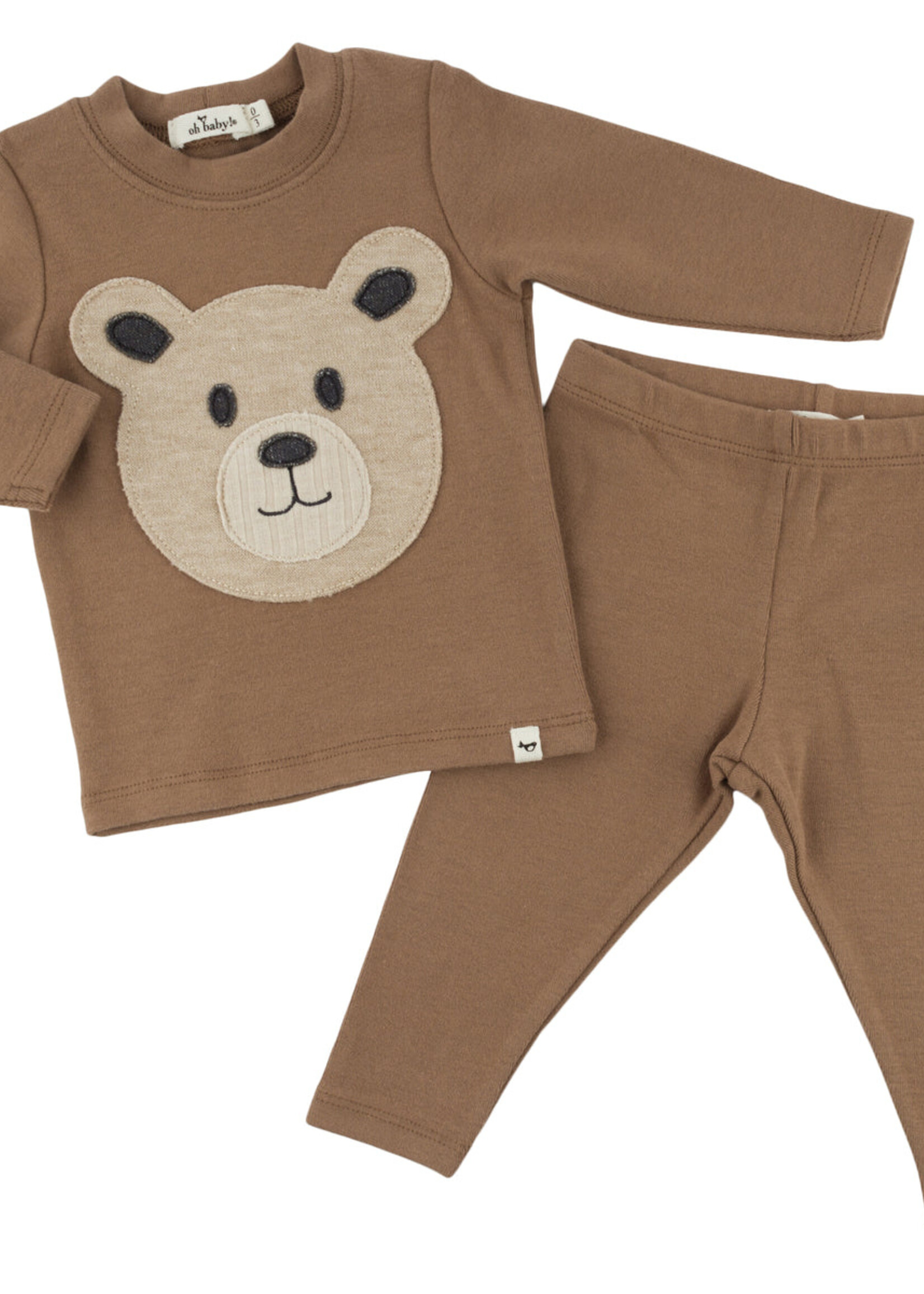 oh baby! PUPPY BABY RIB 2PC SET CHOCOLATE