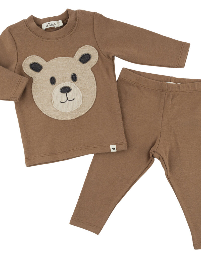 oh baby! PUPPY BABY RIB 2PC SET CHOCOLATE