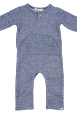 oh baby! Honeycomb 1-button Romper Kangaroo Pkt Denim